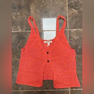 Urban Outfitters Bright Coral Knit Button Tank